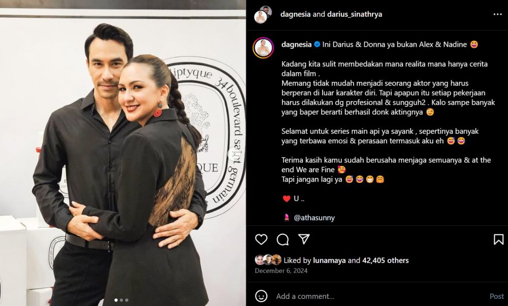 Diduga cemburu gegara Darius Sinathrya beradegan mesra di film, begini sindiran menohok Donna Agnesia