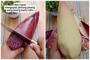Tanpa dikupas satu-satu, ini trik bersihkan kelopak jantung pisang agar hemat waktu cuma butuh 1 menit