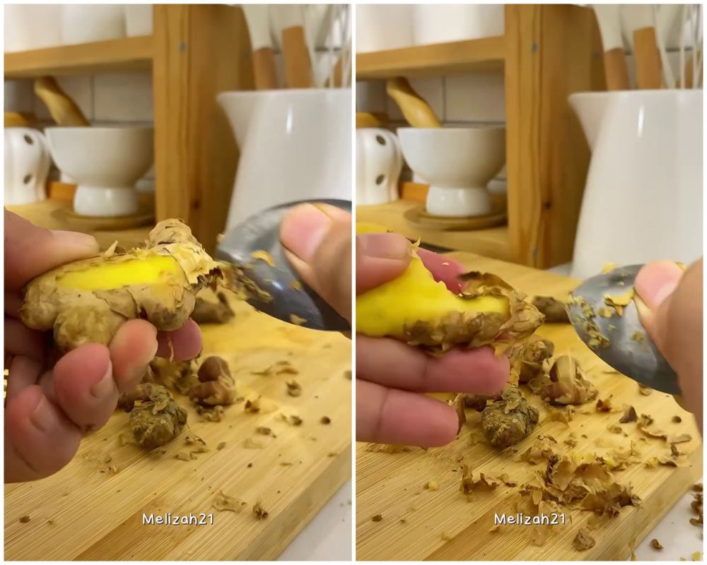 Hemat tanpa bikin dagingnya terbuang, ini cara kupas jahe hingga bersih tuntas dengan 1 alat dapur