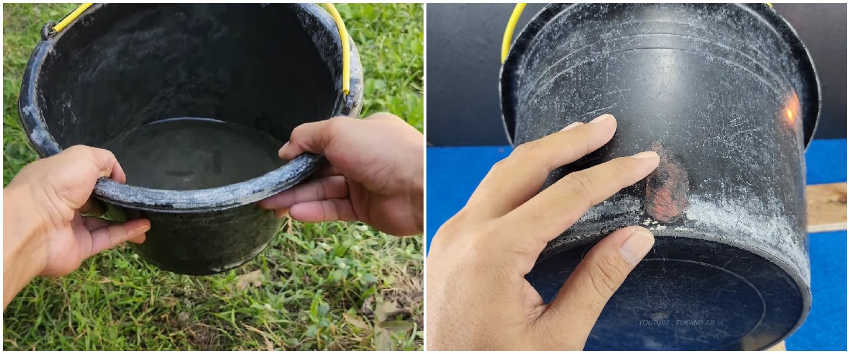 Trik unik bapak-bapak menambal ember bocor pakai 1 sampah dapur ini kreatif, kuat lagi tak perlu dilem