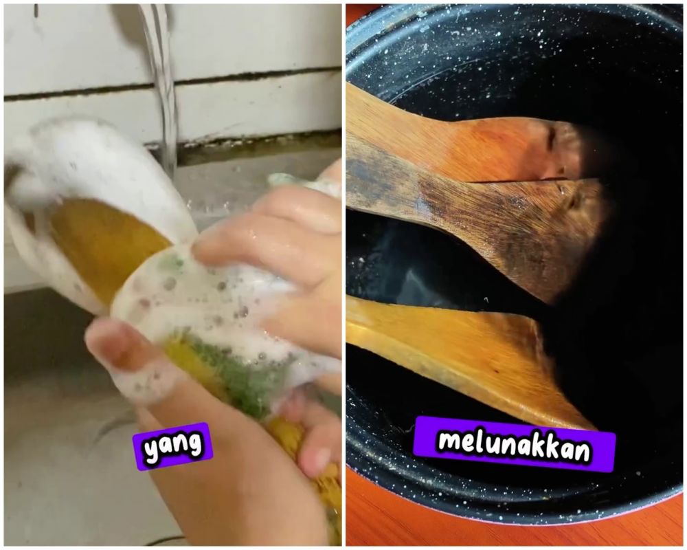 Jangan cuma dicuci pakai sabun, ini trik bersihkan spatula kayu jamuran agar steril lagi