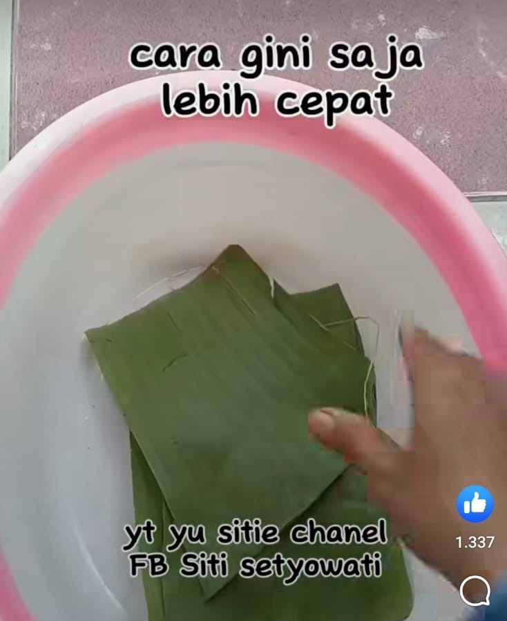 Dijemur makan waktu, ini trik cepat melenturkan daun pisang dan hijau segar pakai 1 bahan dapur