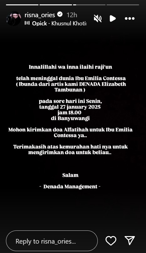 Penyanyi legendaris era 70-an Emilia Contessa meninggal dunia di usia 67 tahun di Banyuwangi