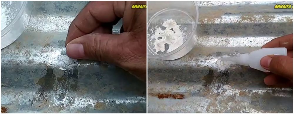 Tanpa kapas atau gabus, ini trik tambal atap seng berlubang lebar agar tak bocor pakai 1 bahan dapur