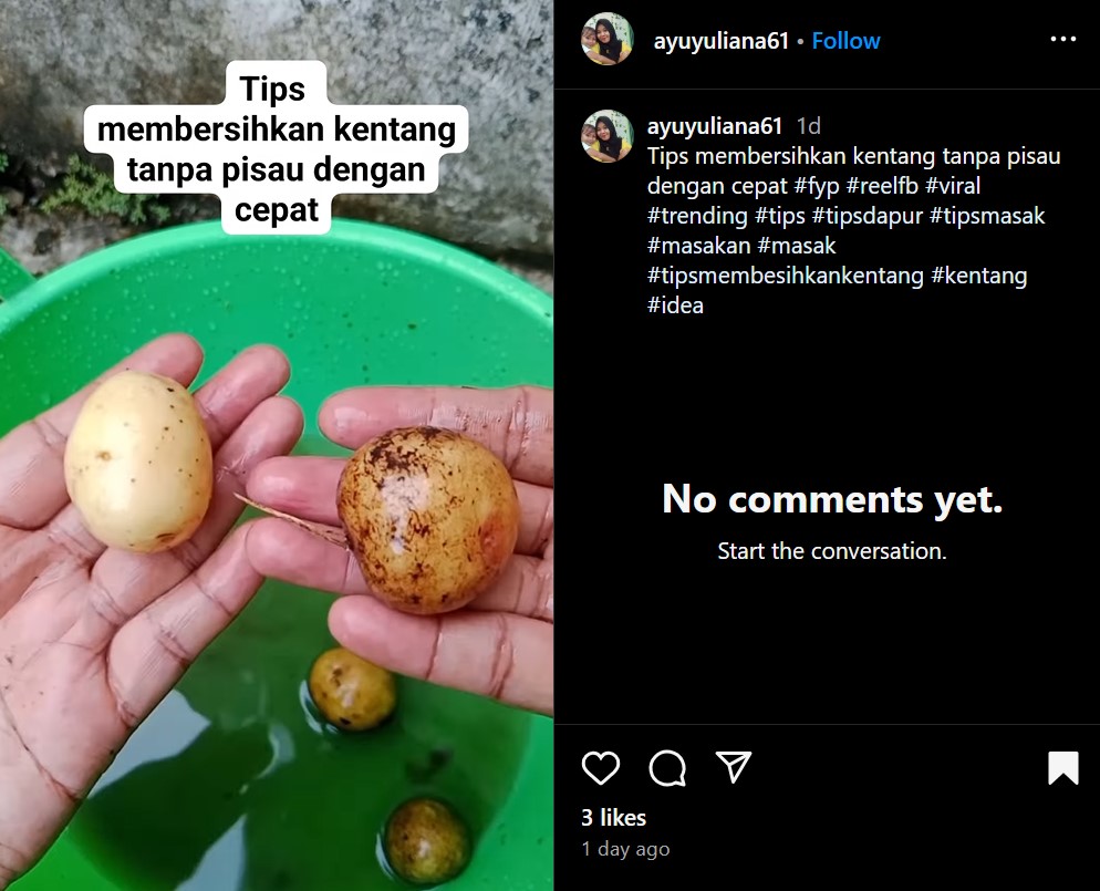 Cuma butuh 10 detik, begini cara cepat mengupas kulit kentang tanpa pisau atau peeler