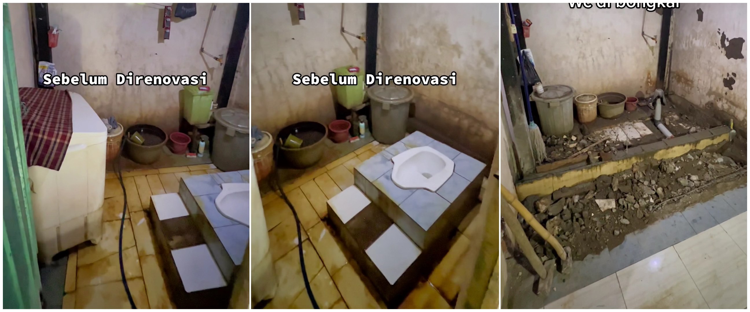 Kamar mandi WC duduk ini awalnya model podium, bujet makeovernya tak main-main bikin penasaran