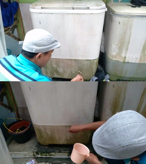 Trik mudah bersihkan noda membandel dari badan mesin cuci jadi auto kinclong, cuma pakai 1 bahan dapur