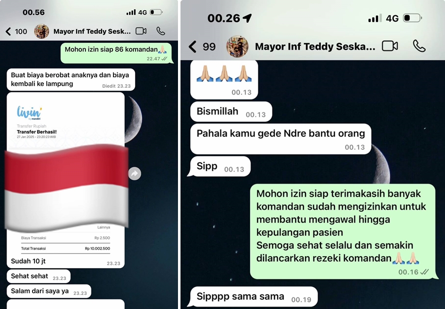 Cerita keluarga asal Lampung usai Mayor Teddy tolong anaknya yang kejang, tanggung biaya pengobatan
