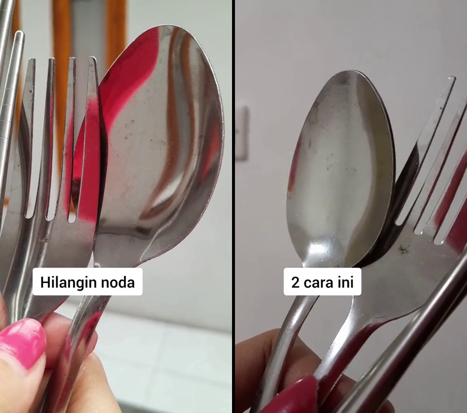 Trik bersihkan sendok kusam berkarat hanya pakai 2 bahan dapur, hasilnya auto kinclong seperti baru