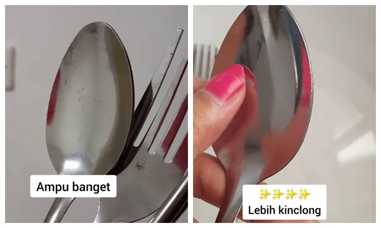 Trik bersihkan sendok kusam berkarat hanya pakai 2 bahan dapur, hasilnya auto kinclong seperti baru