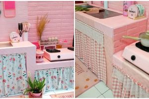 Bukti mewah tak perlu mahal, 9 potret dapur pink sederhana ini estetik pol meski tanpa kitchen set
