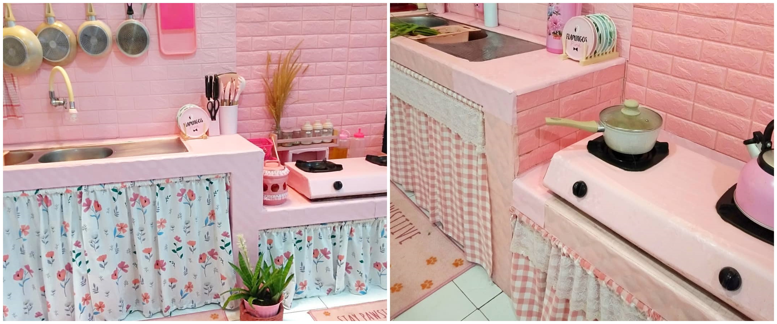 Bukti mewah tak perlu mahal, 9 potret dapur pink sederhana ini estetik pol meski tanpa kitchen set