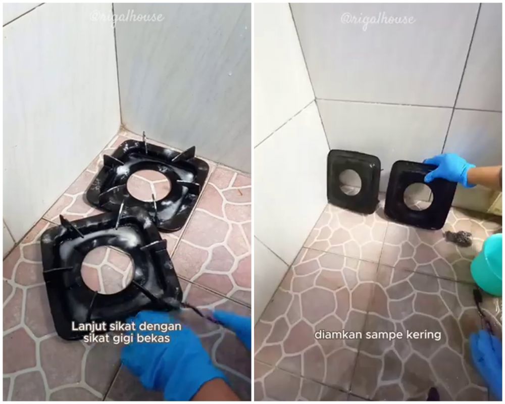 Tak perlu direndam semalaman, trik membersihkan tungku kompor kusam dan berkarat agar mengilap lagi