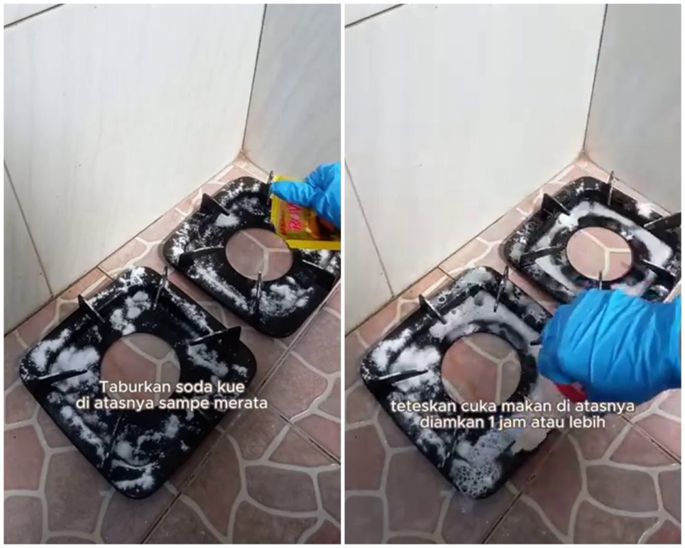 Tak perlu direndam semalaman, trik membersihkan tungku kompor kusam dan berkarat agar mengilap lagi