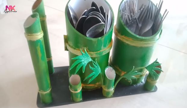 Trik bikin tempat sendok garpu dari pipa bekas ini kreatif, hemat ongkos tak perlu beli baru