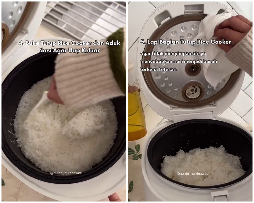 Bukan diberi minyak dan jeruk nipis, ini trik masak nasi agar hasilnya lebih pulen dan tak cepat bau