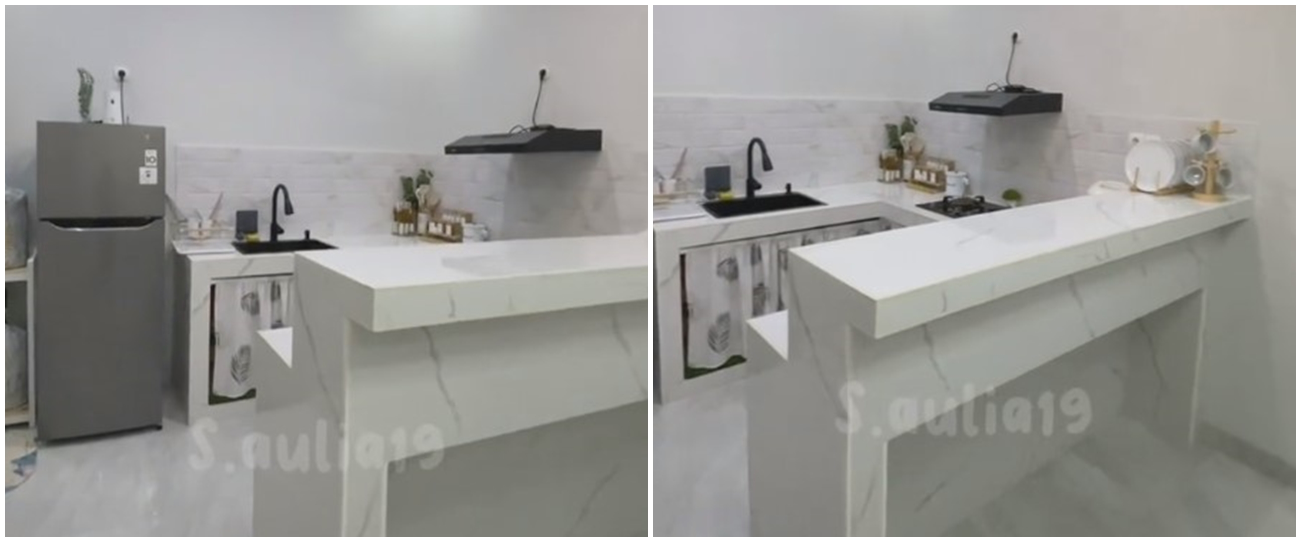 Rumah subsidi tipe 30 ini mewah tanpa kitchen set, intip 11 potret dapur pakai mini bar desain elegan