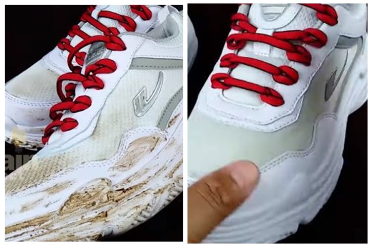 Tak usah dijemur, ini trik membersihkan sepatu kotor dekil jadi putih lagi cuma tambah 1 bahan dapur