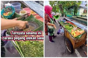 Cara pedagang lotek mengulek bumbu kacang ini 'melawan tradisi', hasilnya ternyata dinilai sempurna