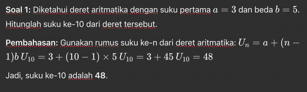Contoh soal deret aritmatika, lengkap dengan pembahasannya