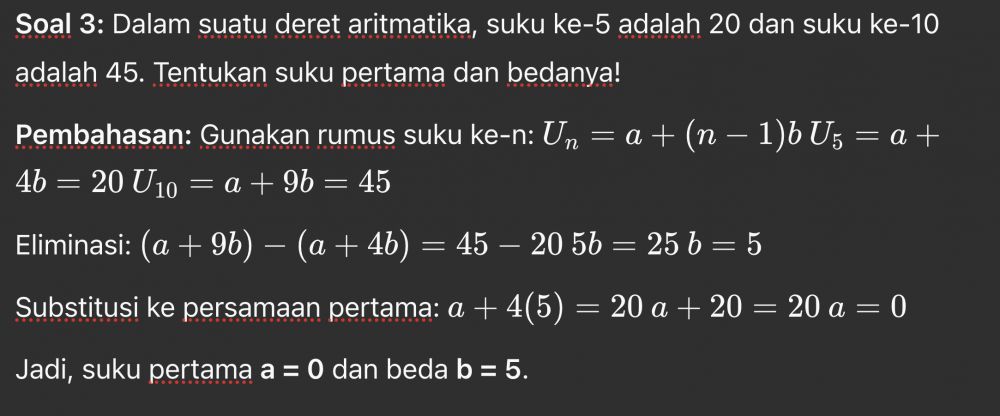 Contoh soal deret aritmatika, lengkap dengan pembahasannya