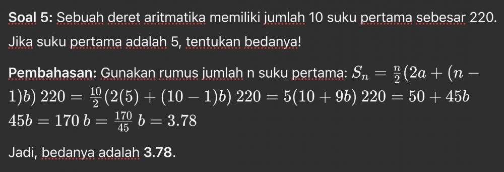 Contoh soal deret aritmatika, lengkap dengan pembahasannya
