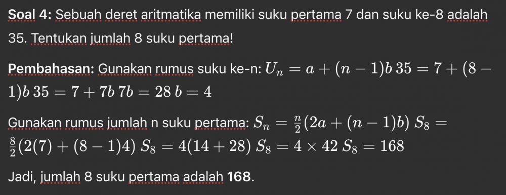 Contoh soal deret aritmatika, lengkap dengan pembahasannya