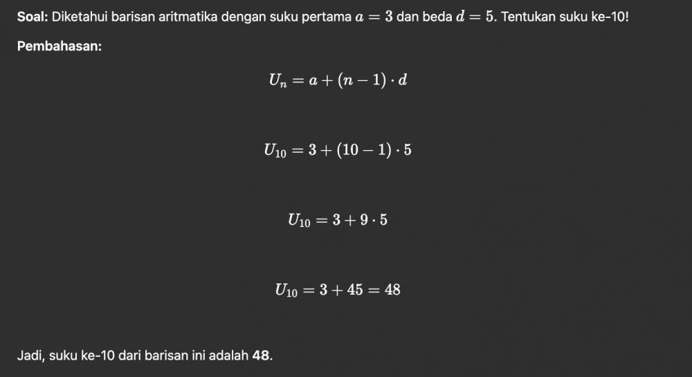 Contoh soal barisan aritmatika, lengkap dengan pembahasannya yang sederhana