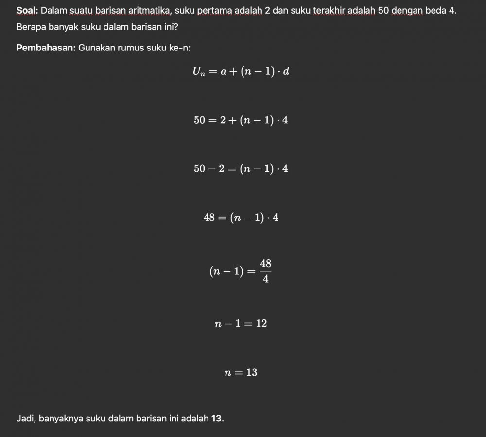 Contoh soal barisan aritmatika, lengkap dengan pembahasannya yang sederhana