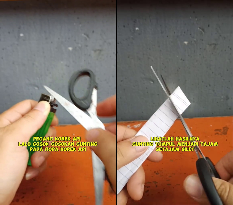 Trik jitu agar gunting tumpul dan berkarat jadi setajam silet lagi pakai 1 alat sederhana