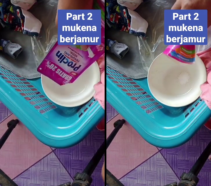 Trik mukena berjamur bintik hitam kembali bersih tanpa rusak warna, tanpa direndam air panas