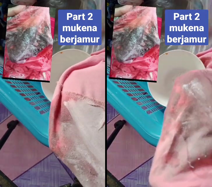 Trik mukena berjamur bintik hitam kembali bersih tanpa rusak warna, tanpa direndam air panas