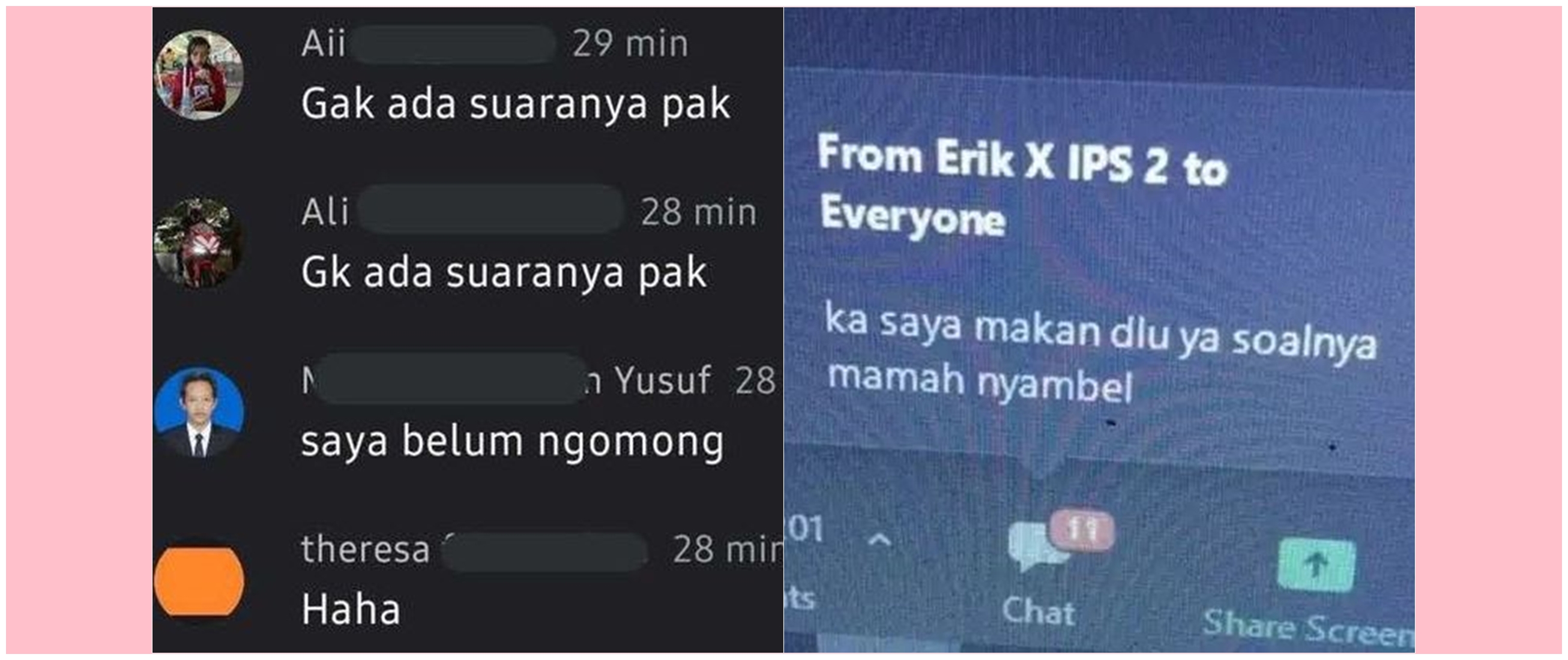 11 Chat lucu saat Zoom Meeting ini bacanya bikin cekikikan, kelakuannya receh abis