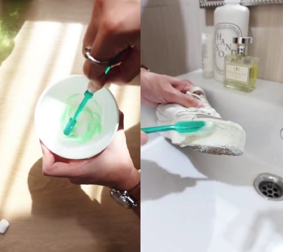 Trik hilangkan noda di sepatu putih pakai 1 tambahan bahan dapur, kembali bersih cuma dalam 5 detik