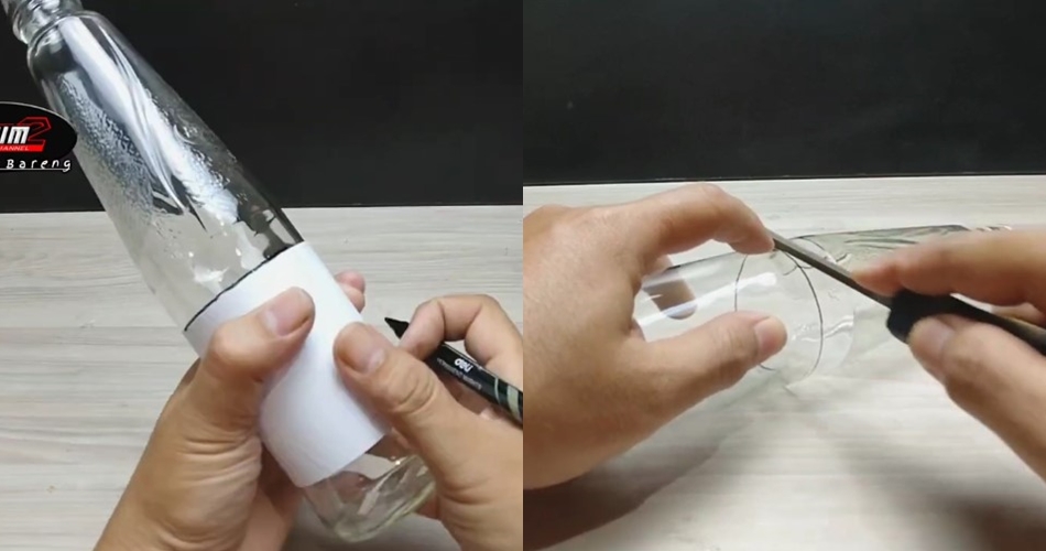 Cara mudah memotong botol sirup bekas tanpa dibakar agar rapi dan bisa dijadikan gelas estetik