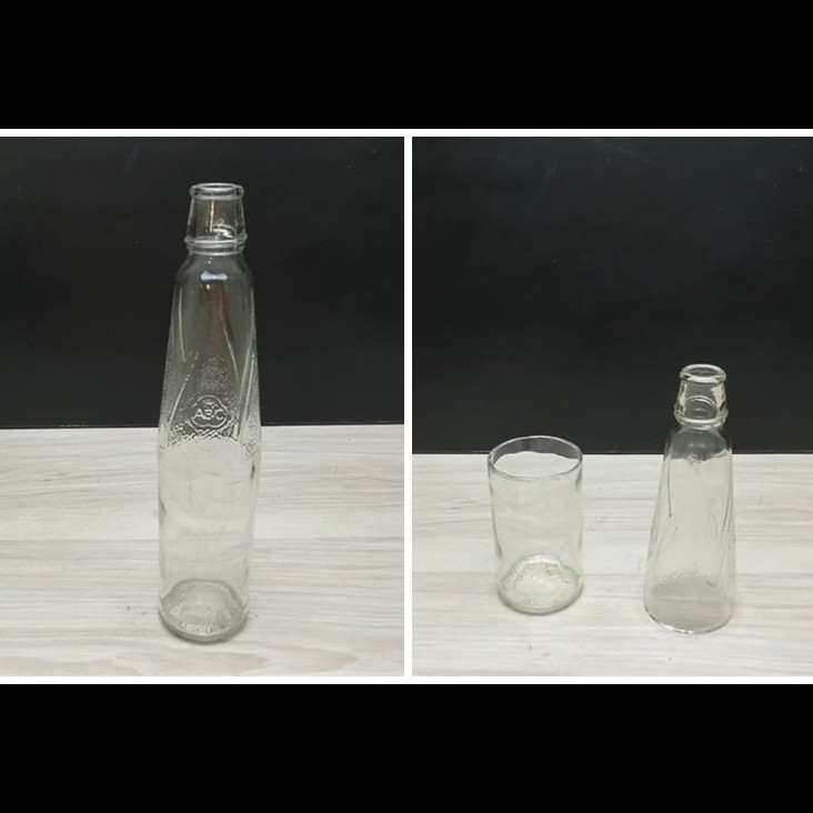 Cara mudah memotong botol sirup bekas tanpa dibakar agar rapi dan bisa dijadikan gelas estetik