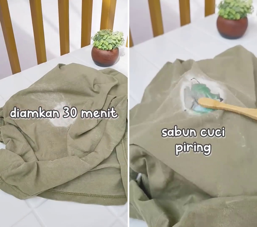 Trik hilangkan noda minyak goreng yang sulit dicuci pada pakaian, cuma pakai 2 bahan sederhana