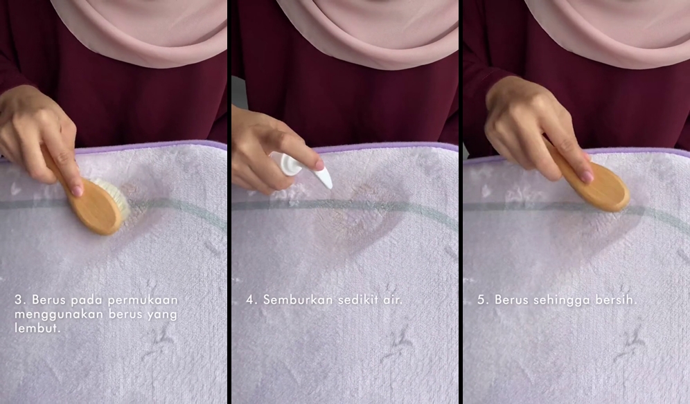 Tak perlu dicuci secara menyeluruh, begini trik bersihkan noda pada sajadah tanpa rusak kain