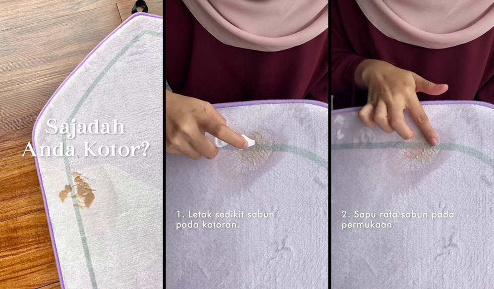 Tak perlu dicuci secara menyeluruh, begini trik bersihkan noda pada sajadah tanpa rusak kain
