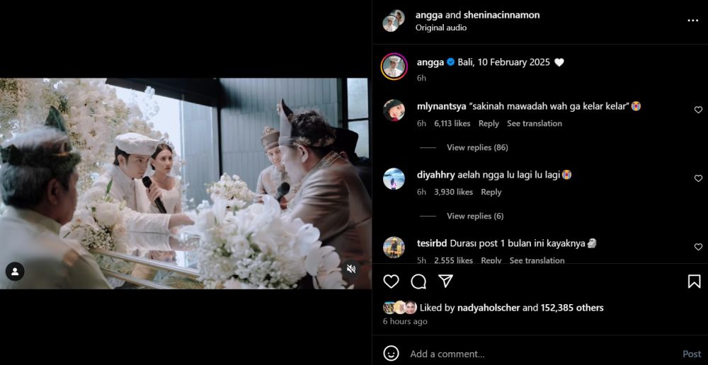 Fans 'ngeluh' postingan pernikahan Angga Yunanda nggak kelar-kelar, reaksi sang aktor bikin geregetan