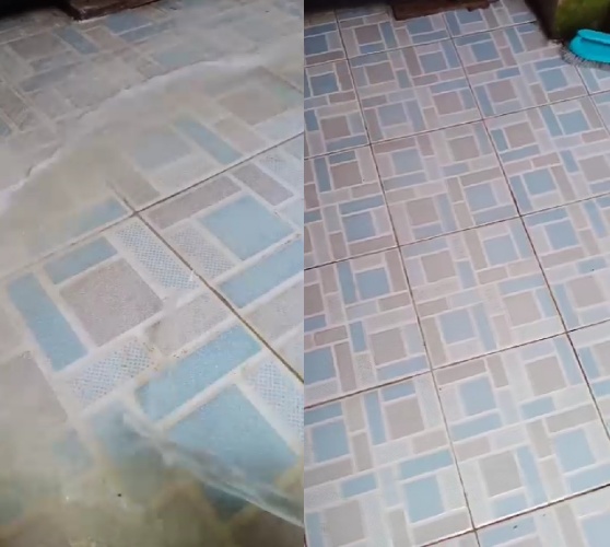 Trik bersihkan lantai kamar mandi berkerak dan lumutan, jadi kinclong pakai tambahan 1 bahan dapur