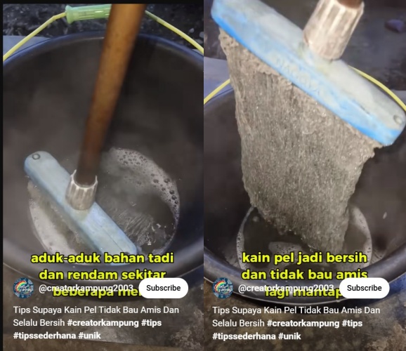 Trik bikin kain pel bebas bau amis saat dipakai, pakai 2 bahan dapur lantai jadi bersih maksimal