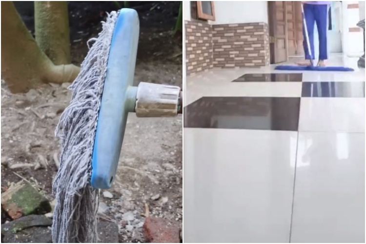 Trik bikin kain pel bebas bau amis saat dipakai, pakai 2 bahan dapur lantai jadi bersih maksimal