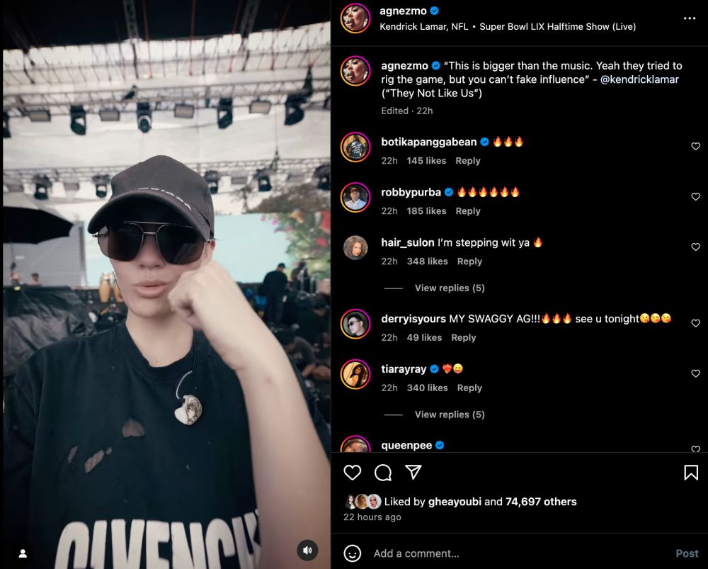 Ikut tren Dance Kendrick Lamar yang sedang viral, caption Agnez Mo diduga sindir kasus royalti lagu