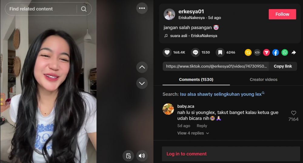 Eriska Nakesya dikabarkan cerai dengan Young Lex, gegara viral foto mesra bareng wanita lain