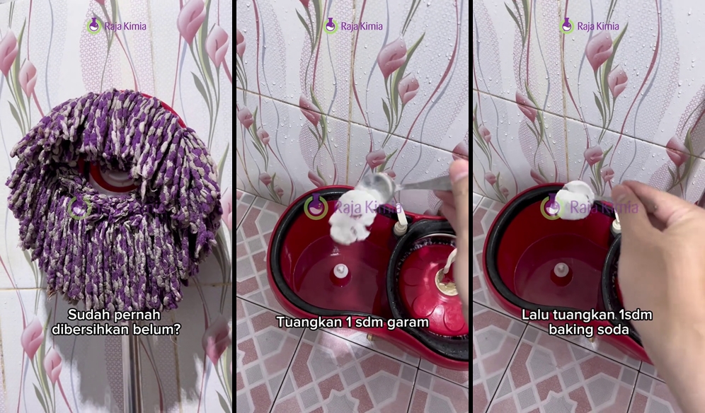 Trik bikin kain pel jadi kinclong bebas bau pesing, cuma pakai 2 bahan dapur, kotoran auto rontok