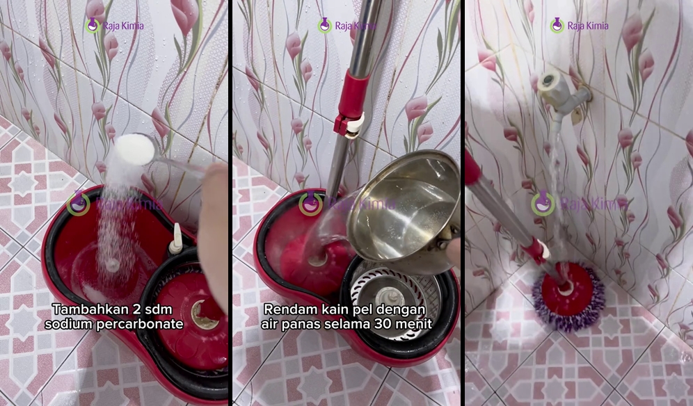 Trik bikin kain pel jadi kinclong bebas bau pesing, cuma pakai 2 bahan dapur, kotoran auto rontok