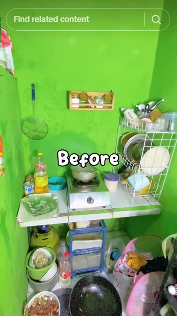 Makeover dapur kontrakan ijo ngejreng di bawah Rp100 ribu, 9 potret hasilnya estetik bikin betah masak