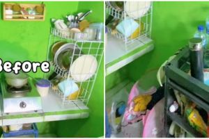 Makeover dapur kontrakan ijo ngejreng di bawah Rp100 ribu, 9 potret hasilnya estetik bikin betah masak