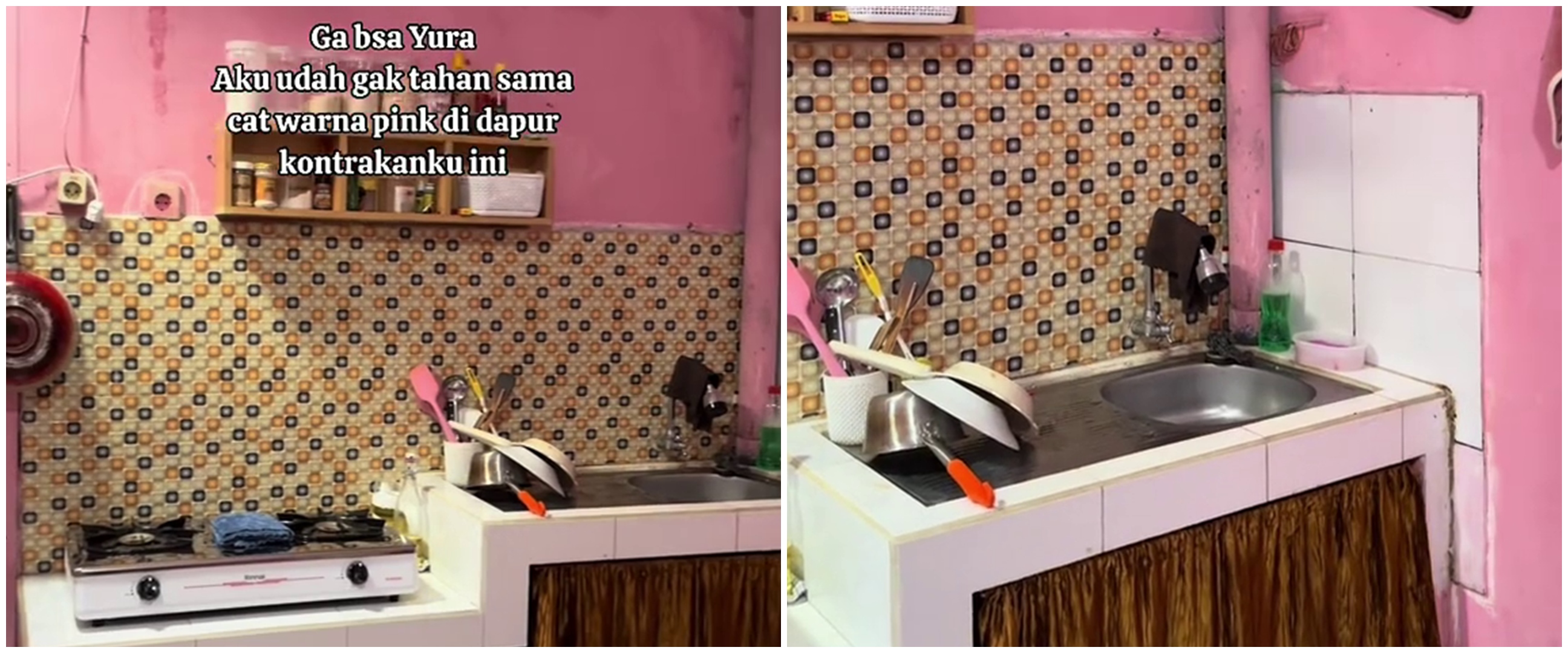 Awalnya pink ngejreng, 9 potret dapur dimakeover cuma Rp200 ribuan, hasilnya estetik manjakan mata